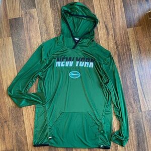 New York Jets Fabletics men’s silky long sleeve hoodie with front pocket Sz L